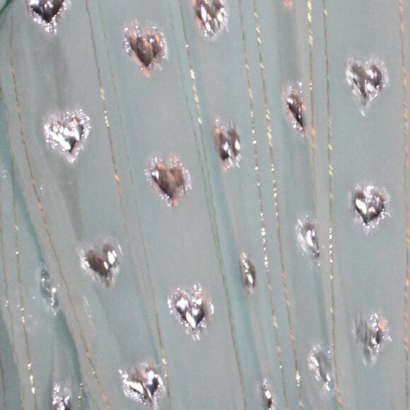 For Love & Lemons Mindy Mini Dress Mint Color With Sliver Hearts Size S … - Picture 9 of 13